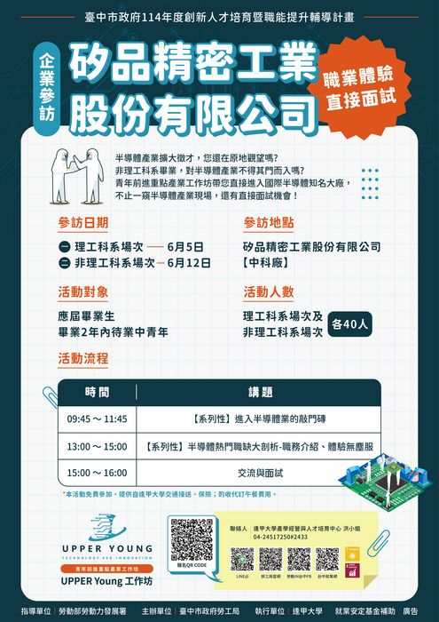 逢甲大學 辦理「青年前進重點產業工作坊－矽品中科廠企業參訪